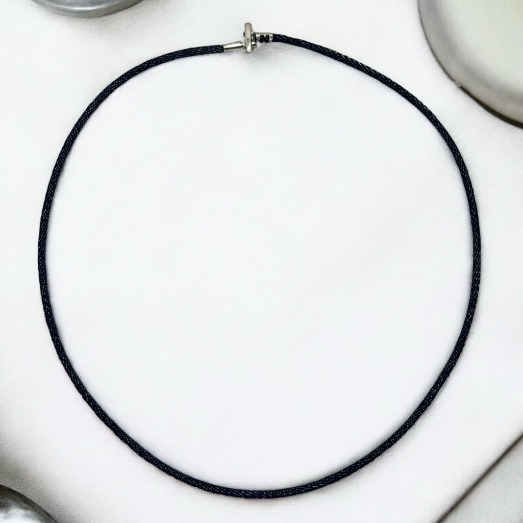 Steel By Design Denim Necklace 18” Stainless Steel Clasp Blue